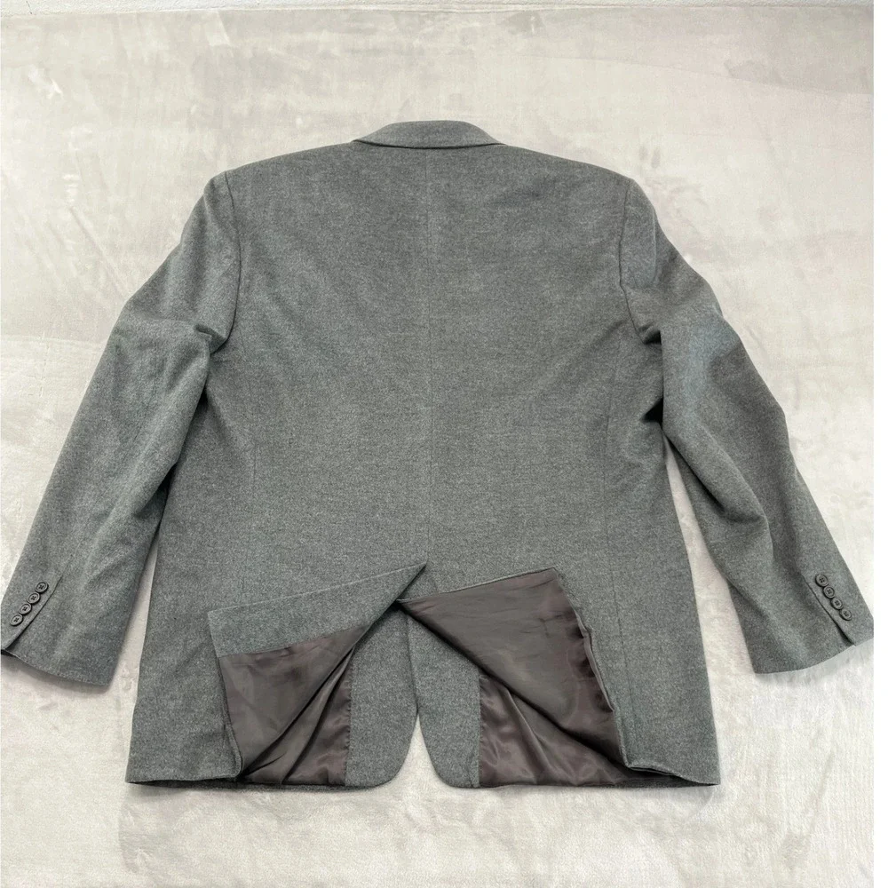 Lauren Ralph Lauren Blazer Mens 48L Grey Silk Wool Cashmere Sport Coat Excellent